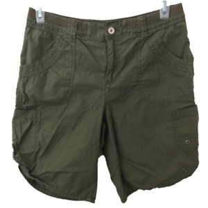 White Stag shorts size 12 cargo 6 pockets 10" inseam green cotton roll up hem