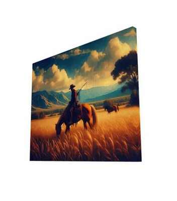 Cowboy with horse in the field style of Jean-Léon Gérôme Art #1 Reprint - Image 1 of 2