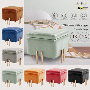 Storage Ottoman Cube Seat Blanket Chest Couch Tuffet Foot Stool PU Leather VAR - Picture 1 of 180