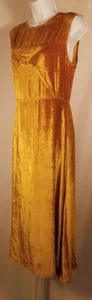 Vestido de terciopelo TOMO dorado Picasso sin mangas cuello escote línea A talla 6 ($1495) - Imagen 1 de 6
