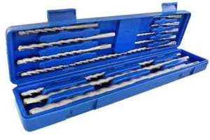11pc SDS Drill Bit Set Masonry Hammer Rotary Tungsten Carbide Tip Kit Case Med - Picture 1 of 8