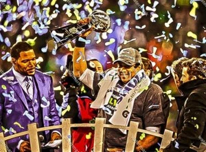 BM758 Russell Wilson Seahawks Celebrates 8x10 11x14 16x20 Oil Painting Photo - Picture 1 of 1