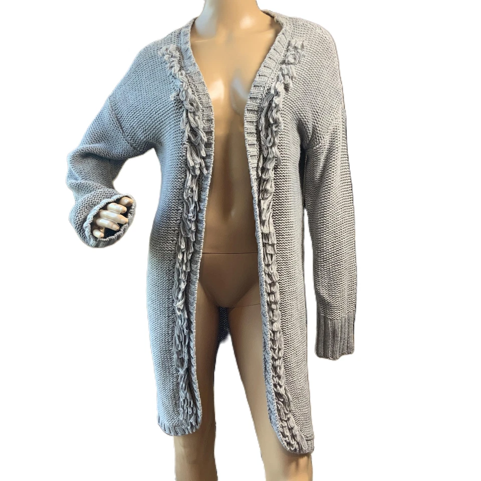Кардиган женский Charlotte Russe серый вязаный с открытой передней частью коттеджкор размер Lg - Изображение 1 из 4