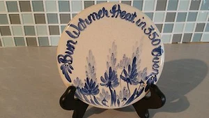 Vintage Casey Keramik Ofen Brötchenwärmer blau & creme mit Blumenmuster Made in Texas - Bild 1 von 6