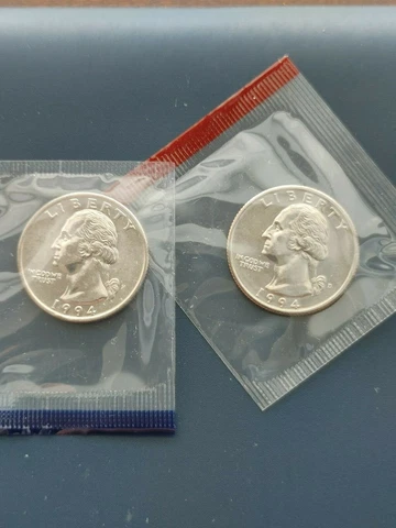 1994-P & 1994-D Gem BU Washington Quarters in Original Mint Cello Packs FREE S&H Cover
