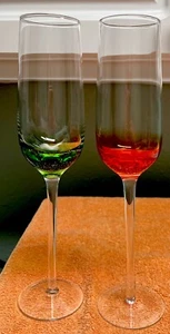 Champagne Flute Set Bubble Bottoms 10 3/4" Set of 2 - Picture 1 of 7