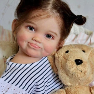 Painted 28" Handmade Reborn Baby Doll w/Rooted Hair Cloth Body Toddler Girl Gift - Picture 1 of 4