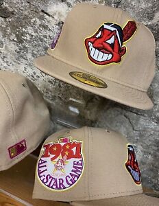 Cleveland Indians Wahoo Tan New Era Fitted Club 59Fifty Hat Custom All Star