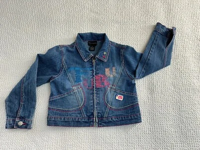 Chaqueta Vaquera Azul Niñas Colección FUBU Talla 6 Anillo en Bolsillo Brazo Falta Botón Foto 1 de 4