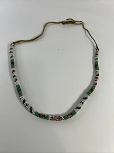 Vintage Antique Native American Indians NECKLACE Seed Beads Cord - Picture 1 of 12