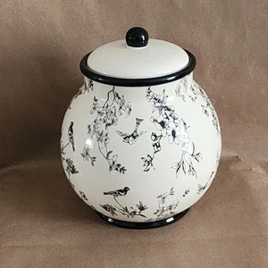 Nonni's Biscotti Keksdose mit Deckel cremeweiß Farbe schwarz Vögel & Blumen - Bild 1 von 24