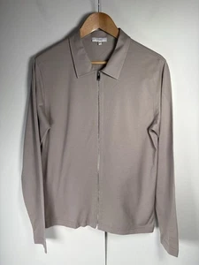 ARNE Overshirt Mens Medium Beige Full Zip 100% Cotton Long Sleeve - Picture 1 of 8