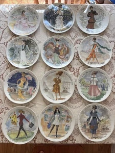 D'Arceau-Limoges LES FEMMES DU SIECLE Porcelain SET of 12 PLATES by FR. GANEAU - Picture 1 of 19