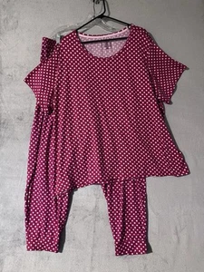 Secret Treasures 3X 2 Teiliges Pyjama Set Rot Gepunktet Kurzarm / Jogginghose Pyjama - Bild 1 von 10