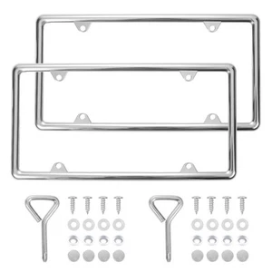 Chrome License Plate Frames Made of Zinc Alloy Metal, Universal Car Accessori... - Picture 1 of 7