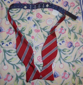 NWT BROOKS BROTHERS Red White Blue Striped Dotted Bow Tie BOWTIE 100% Silk - Picture 1 of 6