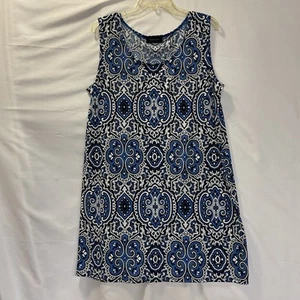 R&M Richards Blue Floral Paisley Textured Sleeveless Stretch Sheath Dress Sz14 - Picture 1 of 8