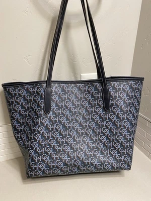 COACH CITY TOTE Double Handle Shoulder Bag~CF342 NAVY BLUE Monogram Print - Image 1 of 4