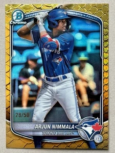 2025 Bowman Chrome - Reptilian Gold 8/50 Arjun Nimmala #BCP-228 Blue Jays - Picture 1 of 2