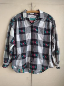 Camisa Angelique De Colección Años 90 Suroeste Rodeo Botón Talla M Cuadros Floral Vaquera  - Imagen 1 de 8