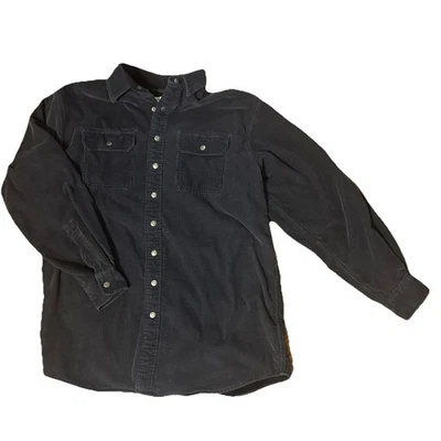 LL Bean Corderoy рубашка куртка средний L высокий мужской флис с подкладкой Snap темно-синий Shacket - Изображение 1 из 4