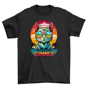 Summer_95 Cat feel - Hilarious Cat in Shades Design! Fun t-shirt, Unisex Printed - Picture 1 of 46