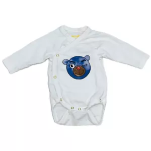 N09-Mini Rodini, 0-3M, l/s cotton knit bodysuit (0-3 Months, Blue Bear) - Picture 1 of 2