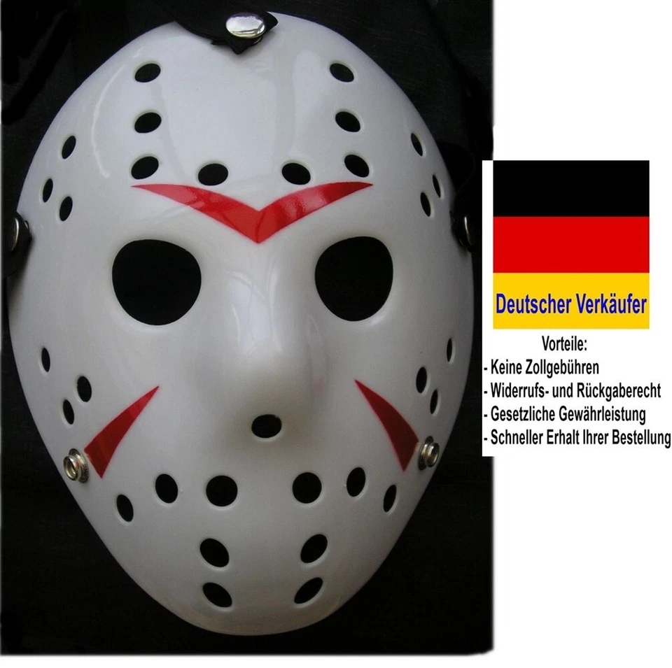 C24 - Jason Hockey Maske Horror Voorhees Freitag 13. Halloween Karneval Weiss - Bild 1 von 1