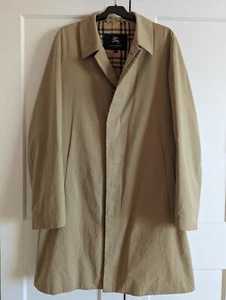 Burberry London Vintage Men's Single Breasted Check Beige Trench Coat UK 48 - Picture 1 of 12