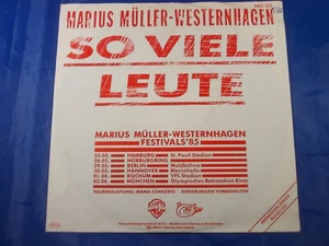 MARIUS MÜLLER WESTERNHAGEN - So viele Leute PROMO 7" Vinyl Single 1985 one sided - Bild 1 von 6
