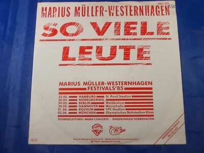 MARIUS MÜLLER WESTERNHAGEN - So viele Leute PROMO 7" Vinyl Single 1985 one sided - Bild 1 von 4