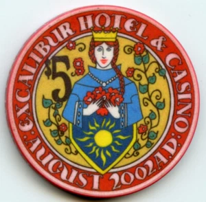 $5 Excalibur August LE chip Las Vegas 2002 - Picture 1 of 2