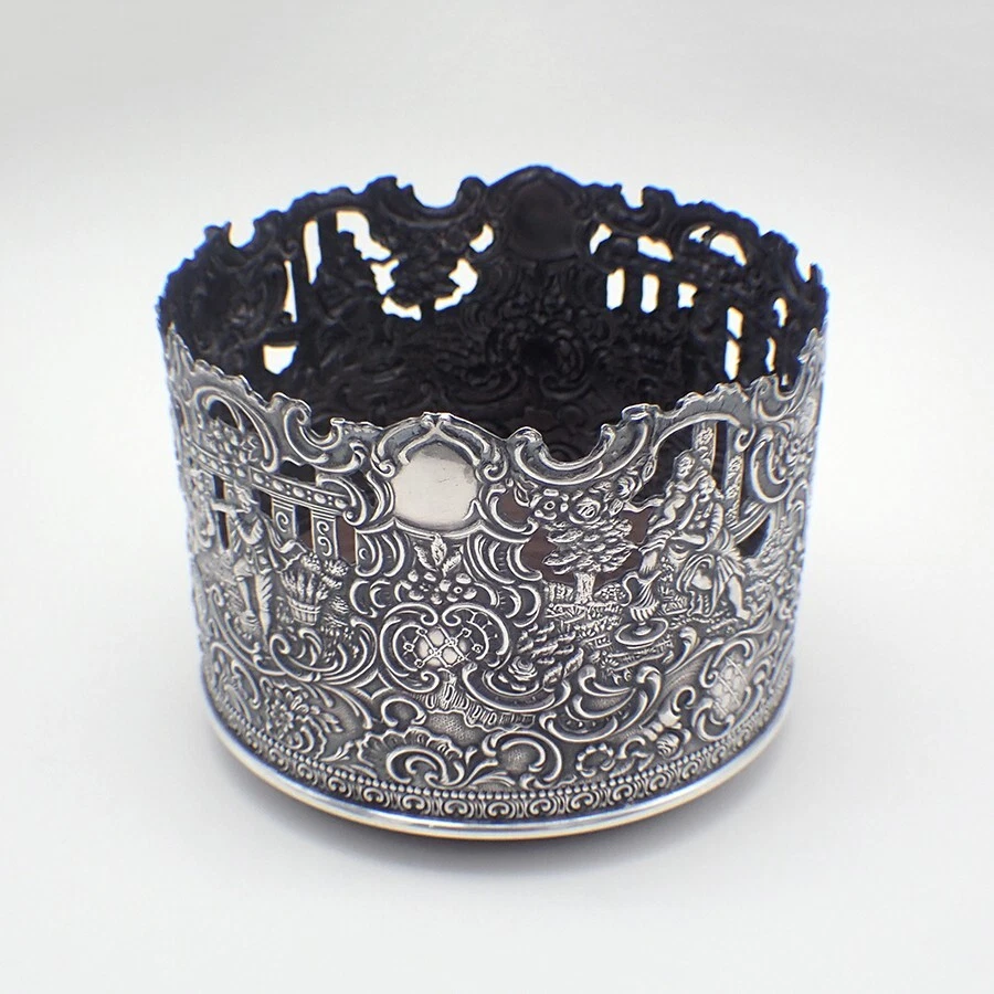 Ornate Bottle Coaster 800 银色木制底座 — 第 1/4 张图片