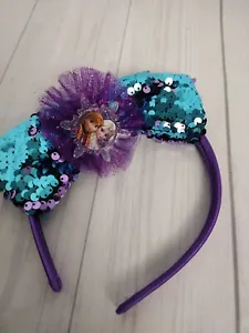 Disney Frozen Elsa Anna Sequins Headband Purple Blue Snowflake New!  - Picture 1 of 4
