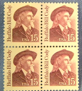 Block of 4 15 Cent Stamps Buffalo Bill Cody Issued 1988 Scott 2177 Mint NH - Picture 1 of 1