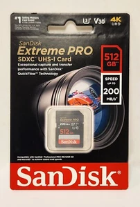 NEW - SanDisk 512GB Extreme PRO UHS-I SDXC Memory Card 4K Full HD Video U3 - Picture 1 of 1
