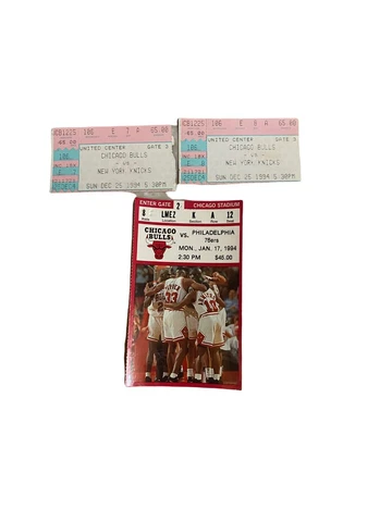 Lot of 3 1994 Vintage Chicago Bulls Team Michael Jordan NBA Game Ticket Stubs Cover
