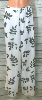 Pantalones de Noche Monroe & Main XL Blanco Negro Transparente Superposición Pierna Suelta Usados en Excelente Condición Foto 1 de 4