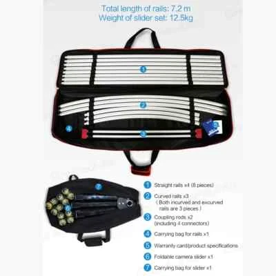 GreenBull Portable Camera Slider 7.2m Track Dolly Video Stabilizer Steel Rail - Image 1 of 4