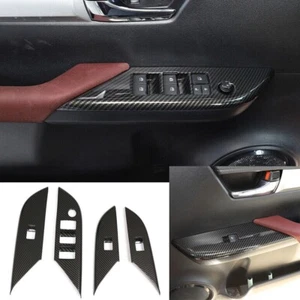 Carbon Fiber ABS Window Lift Switch Button Cover For T@yota Hilux Revo 2015-2021 - Picture 1 of 10