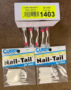 NUOVO CUBBY MINI-MITE 1/32 oz Jig 20PK RICARICA rosa/bianco 1403 e 20 code unghie - Foto 1 di 1