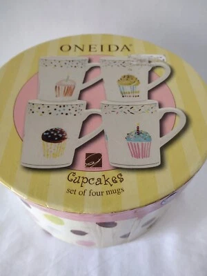Oneida Juego de 4 Tazas de Café Jennifer Sosik Gres Cupcakes Cupcakes Caja Foto 1 de 4