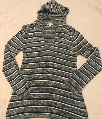 Ladies Girls Elwood Hoodie Jumper Long Sleeve Blue Stripe Top V Neck Size 10 - image 1 of 4