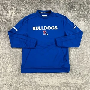 Louisiana Tech Bulldogs Sweater Mens Medium Blue Pullover Adidas ClimaWarm Logo - Picture 1 of 16