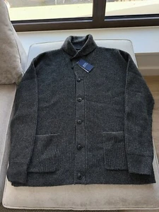 Polo Ralph Lauren Waffle-Knit Wool Cardigan XL dark grey men’s - Picture 1 of 6