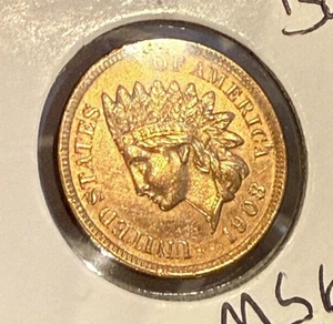1908 Indian Head US 1c ~ GEM BU Uncirculated ~ All Red ~ G55k - Picture 1 of 6