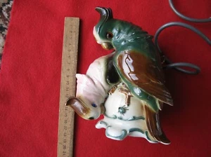 Vintage German Porcelain Lamp,Night Light,A pair of parrots in love,Art Deco,50s - Picture 1 of 13