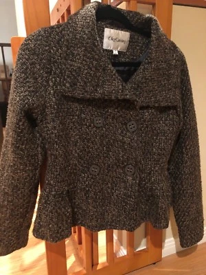 Chaqueta OLEG CASSINI Marrón Negro Tweed Mezcla Lana Guijarro Talla M Foto 1 de 4