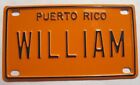 Vintage Puerto Rico William Mini Bike Vanity Metal License Plate Sign