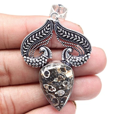 Colgante Turtella Jaspe Piedras Preciosas Regalo Para Ella Joyería Plata 2.5 Foto 1 de 4